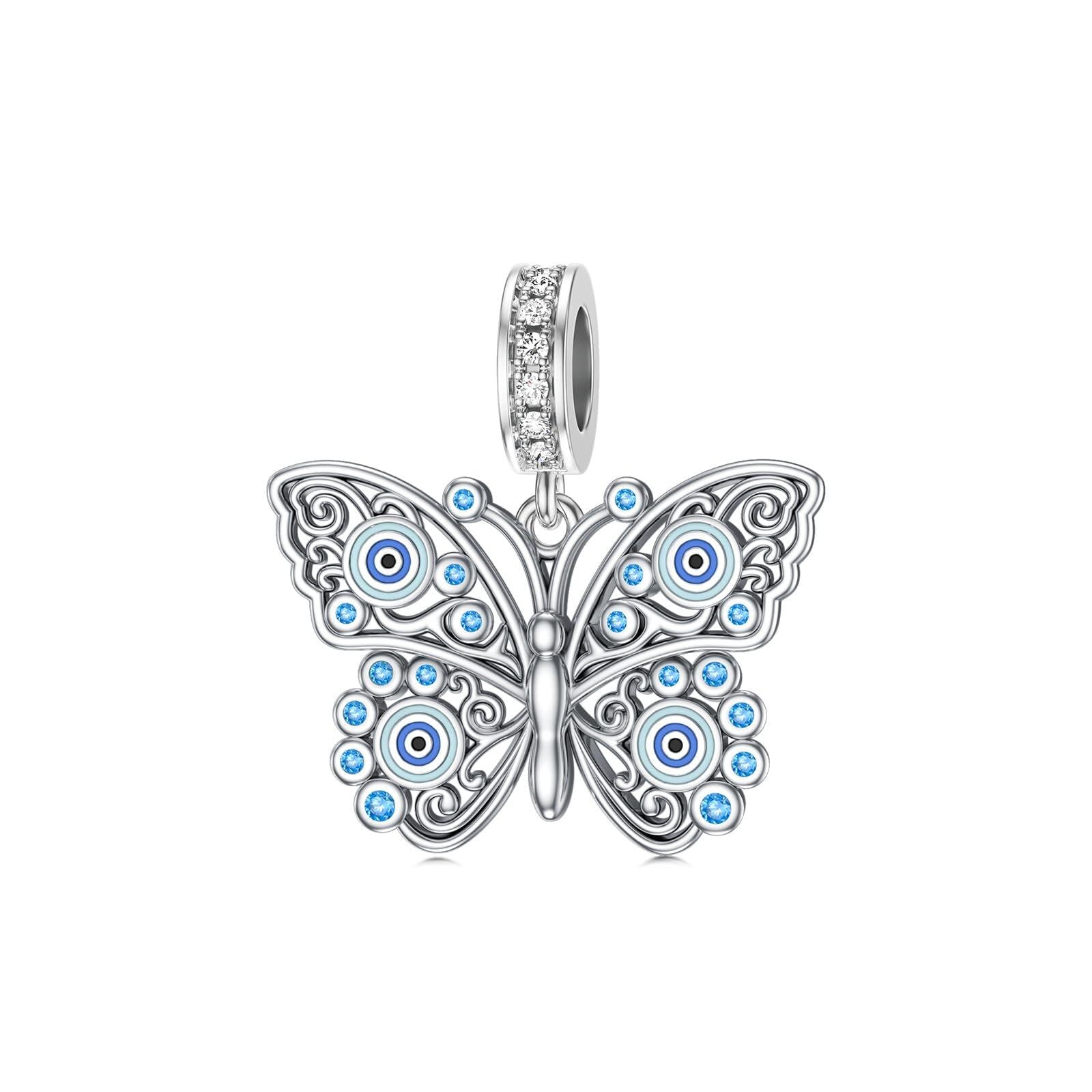 Blue Evil Eye Butterfly Pendant