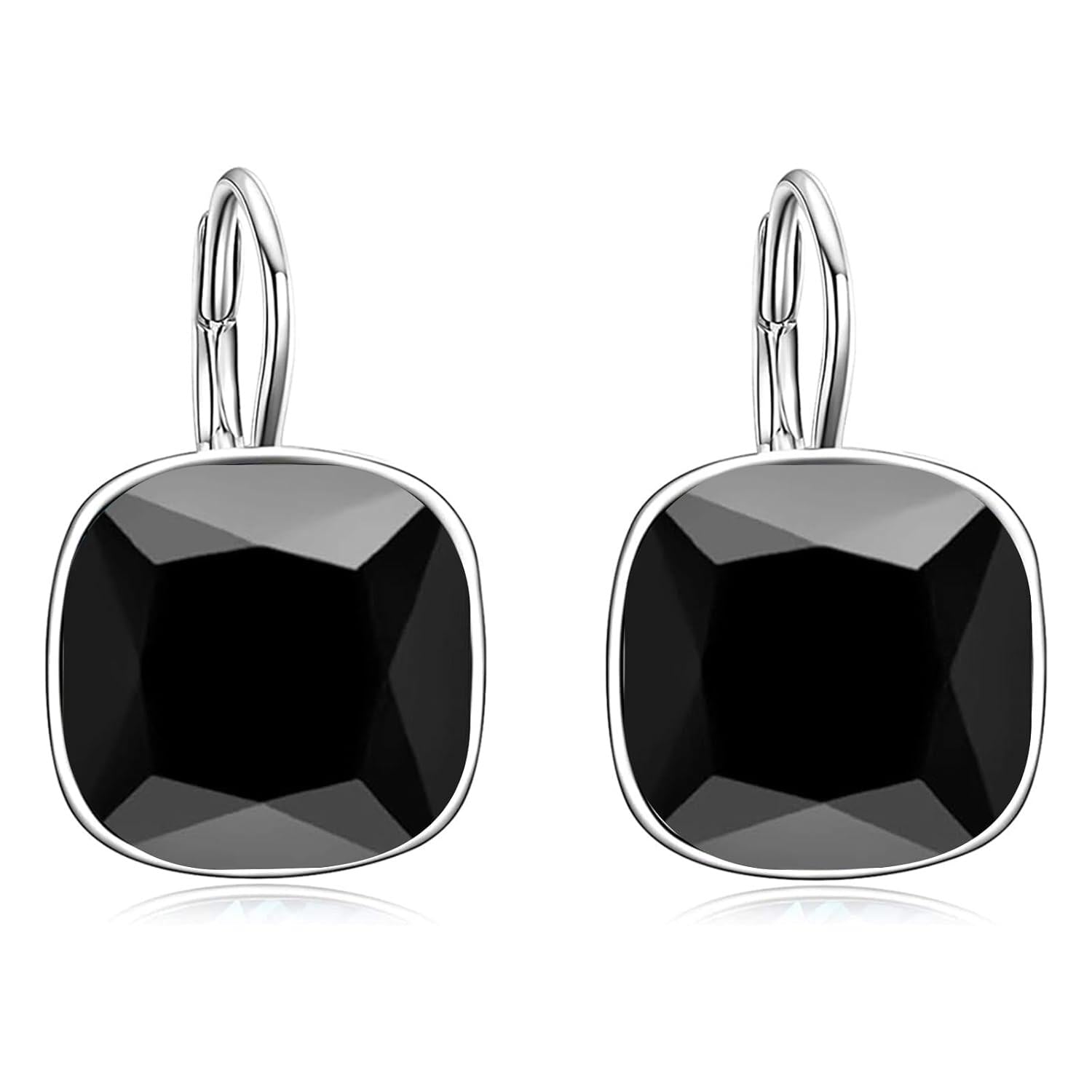 Green Crystal Leverback Earrings