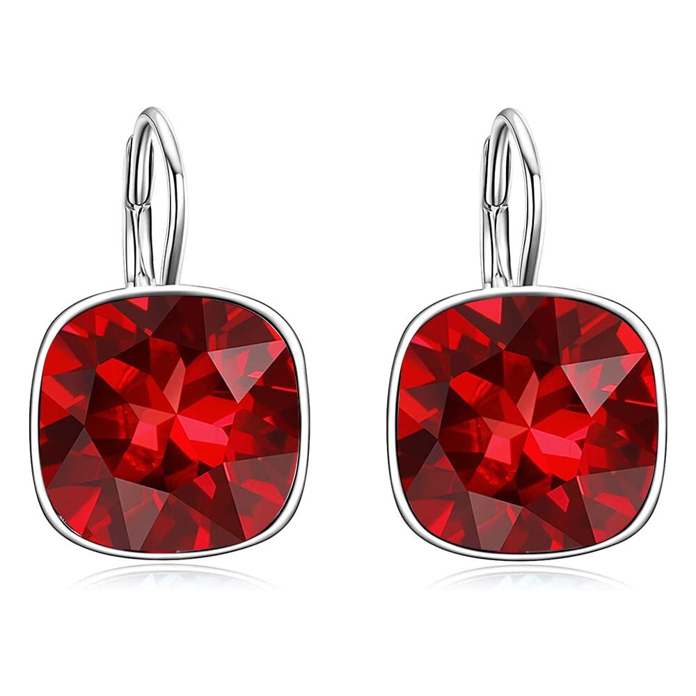 Green Crystal Leverback Earrings