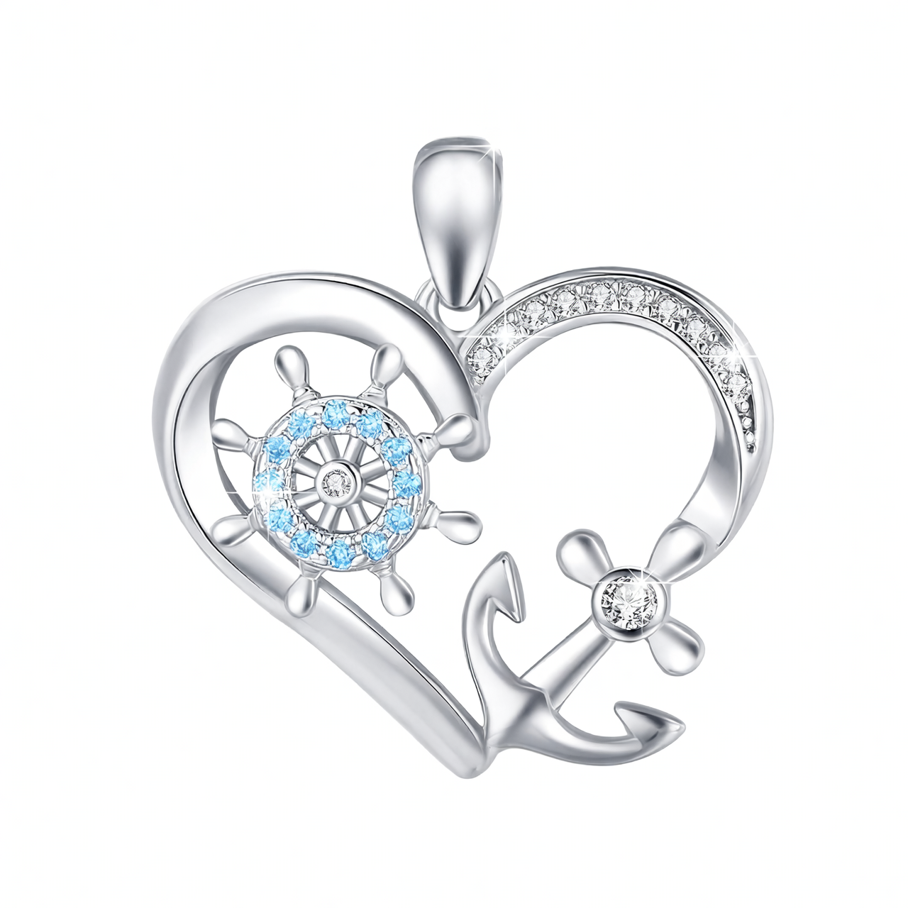 The Heart Anchor & Ship Wheel Pendant Necklace