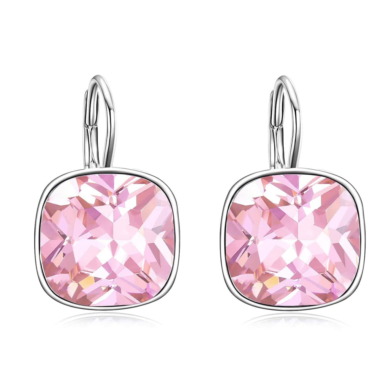 Green Crystal Leverback Earrings