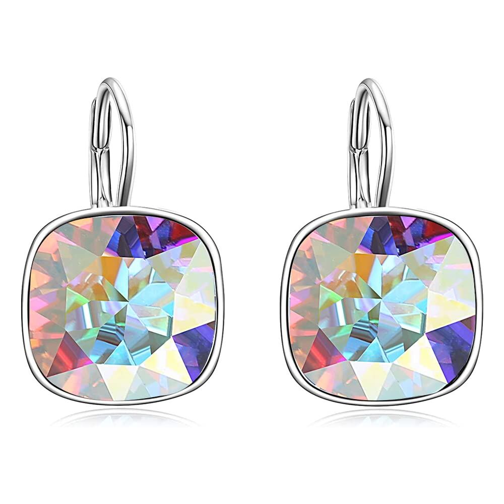 Green Crystal Leverback Earrings