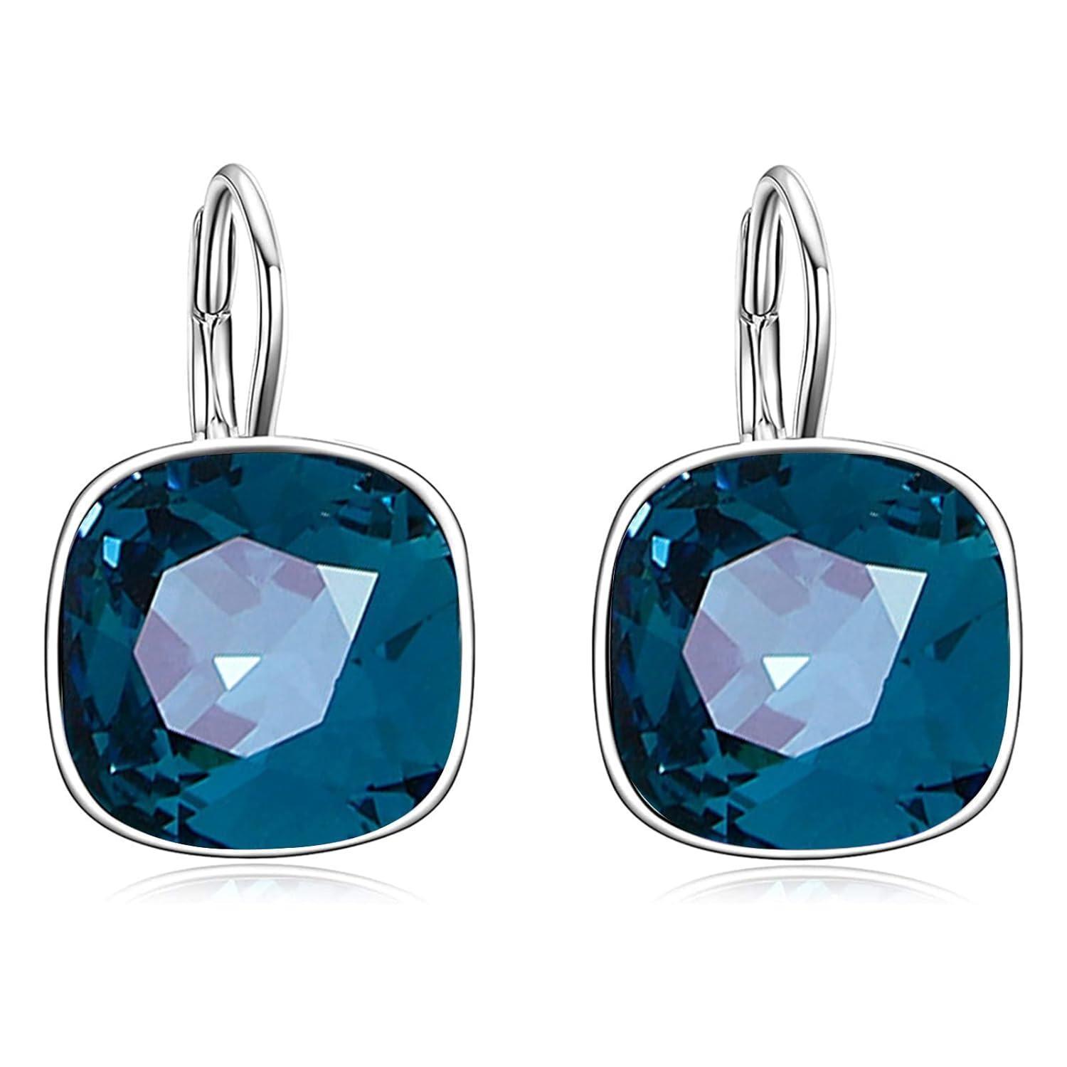 Green Crystal Leverback Earrings