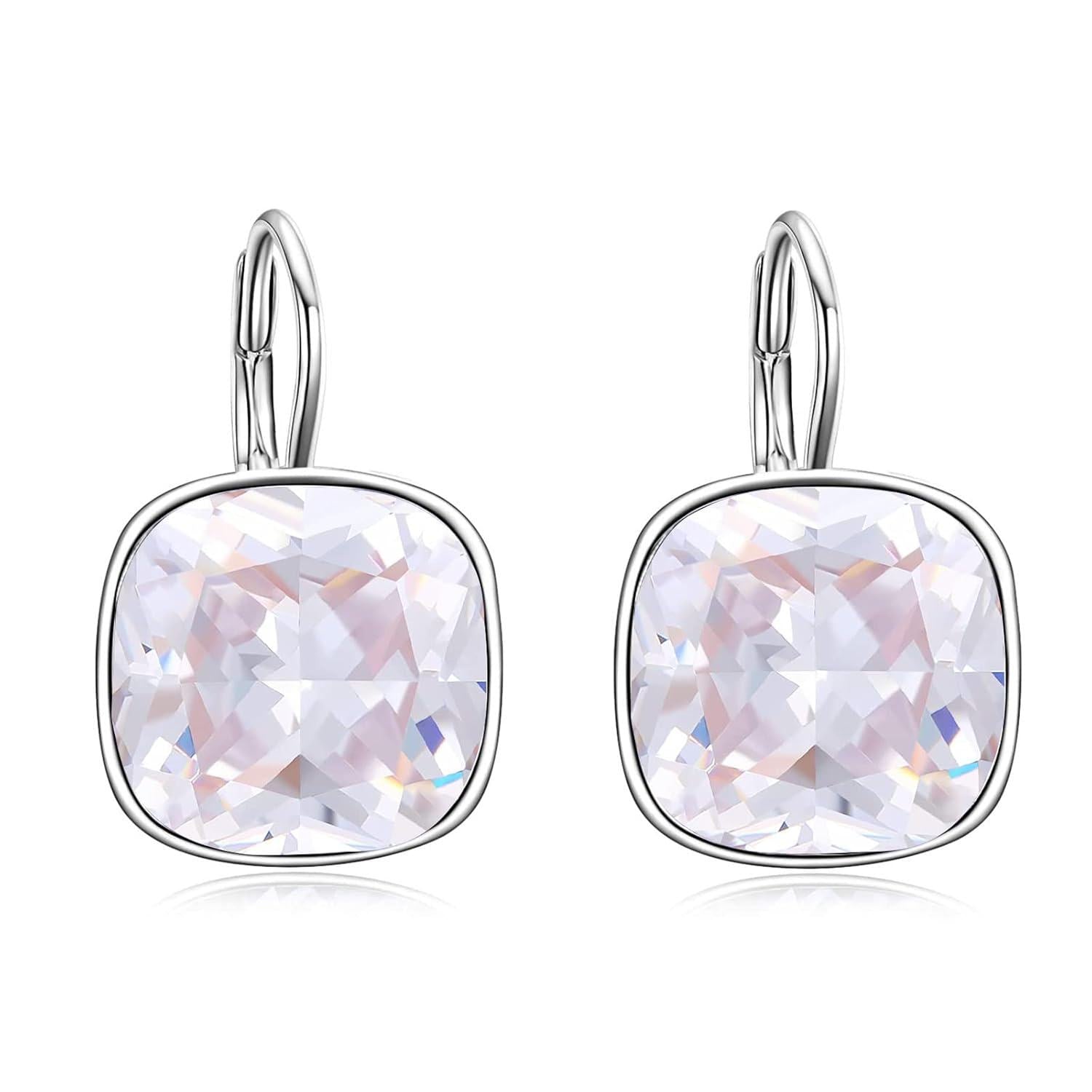 Green Crystal Leverback Earrings